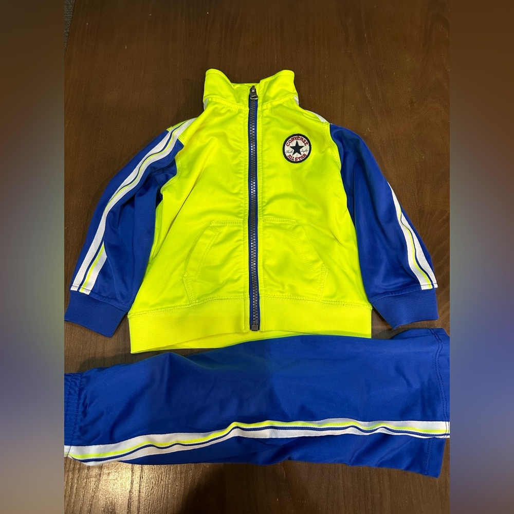 Size 18 month converse neon zip up jogging suit nearly new worn once